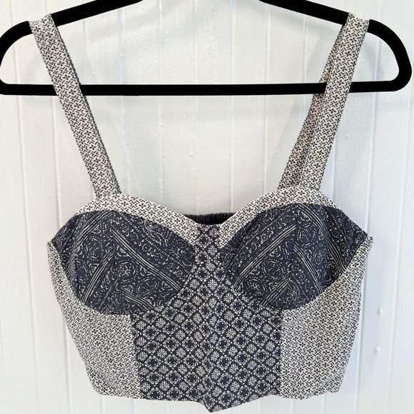 American Eagle Patchwork Bustier Crop Top Corset - Picture 2 of 4